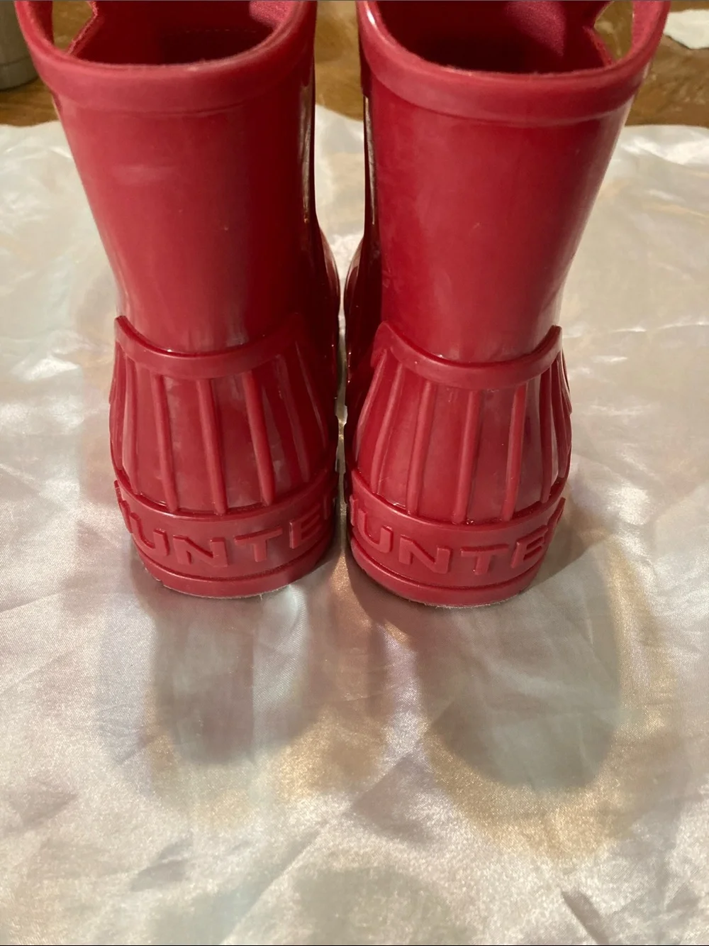 Hunter Kids Red Waterproof Rain Boots with Pull Handles